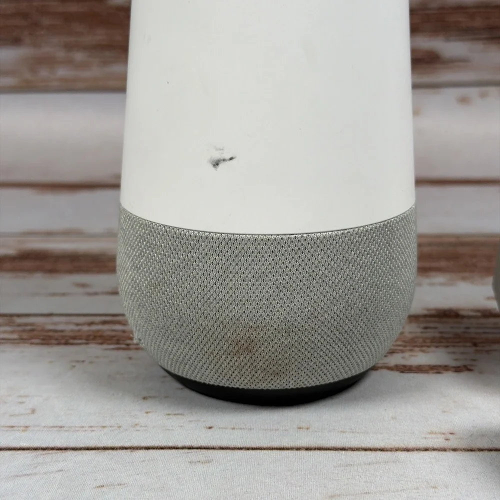 Google Home Smart Speaker White Slate Fabric Base GA3A00417A14 w/ Power Supply